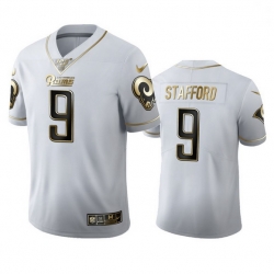 Men Los Angeles Rams 9 Matthew Stafford Men Nike White Golden Edition Vapor Limited NFL 100 Jersey