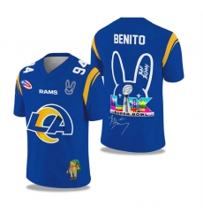 Men Los Angeles Rams Blue 2025 2026 Bowl LX Print Jersey Men Los Angeles Rams Blue 2025 2026 Bowl LX Print Jersey