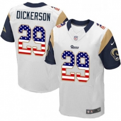 Men Nike Los Angeles Rams 29 Eric Dickerson Elite White Road USA Flag Fashion NFL Jersey