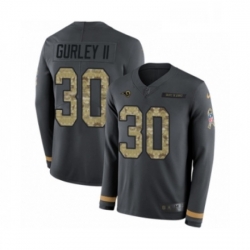 Men Nike Los Angeles Rams 30 Todd Gurley Limited Black Salute to Service Therma Long Sleeve NFL Jersey