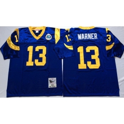 Mitchell And Ness Rams #13 kurt warner Blue Throwback Stitched NFL Jersey