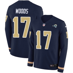 Nike Rams 17 Robert Woods Navy Blue Team Color Men s Stitched NFL Limited Therma Long Sleeve Jersey