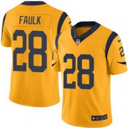 Nike Rams #28 Marshall Faulk Gold Mens Stitched NFL Limited Rush Jersey