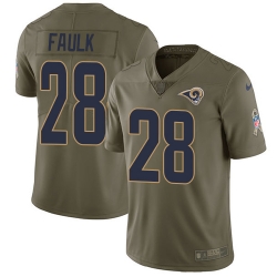 Nike Rams #28 Marshall Faulk Olive Mens Stitched NFL Limited 2017 Salute to Service Jersey