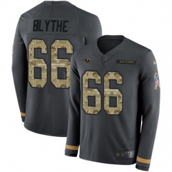 Nike Rams 66 Austin Blythe Anthracite Salute to Service Men Stitched NFL Limited Therma Long Sleeve Jersey