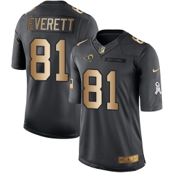 Nike Rams #81 Gerald Everett Black Mens Stitched NFL Limited Gold Salute To Service Jersey