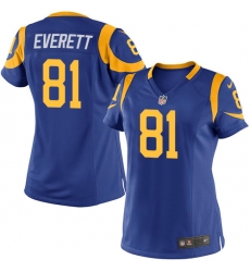 Nike Rams #81 Gerald Everett Royal Blue Alternate Womens Stitched NFL Elite Jersey