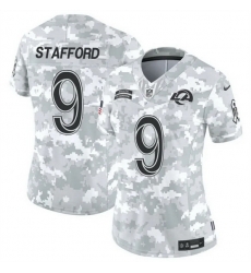 Women Los Angeles Rams 9 Matthew Stafford 2024 F U S E Arctic Camo Salute To Service Limited Stitched Football Jersey