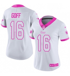 Womens Nike Los Angeles Rams 16 Jared Goff Limited WhitePink Rush Fashion NFL Jersey