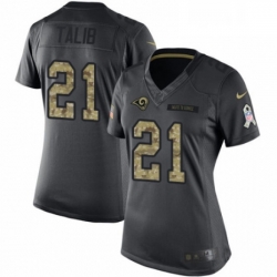 Womens Nike Los Angeles Rams 21 Aqib Talib Limited Black 2016 Salute to Service NFL Jersey