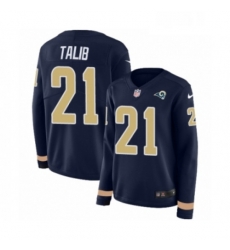 Womens Nike Los Angeles Rams 21 Aqib Talib Limited Navy Blue Therma Long Sleeve NFL Jersey