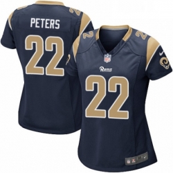 Womens Nike Los Angeles Rams 22 Marcus Peters Game Navy Blue Team Color NFL Jersey