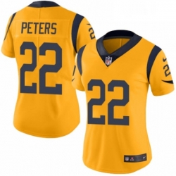 Womens Nike Los Angeles Rams 22 Marcus Peters Limited Gold Rush Vapor Untouchable NFL Jersey