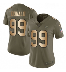 Womens Nike Los Angeles Rams 99 Aaron Donald Limited OliveGold 2017 Salute to Service NFL Jersey