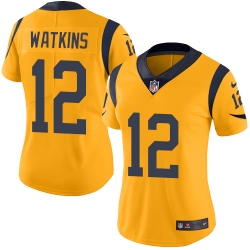 Womens Nike Rams #12 Sammy Watkins Gold  Stitched NFL Limited Rush Jersey