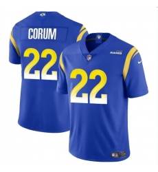 Youth Los Angeles Rams 22 Blake Corum Blue 2024 Draft Vapor Untouchable Stitched Football Jersey