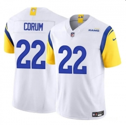 Youth Los Angeles Rams 22 Blake Corum White 2024 Draft F U S E Vapor Untouchable Stitched Football Jersey