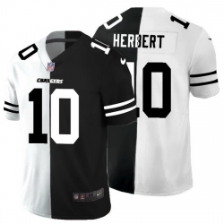 Los Angeles Chargers 10 Justin Herbert Men Black V White Peace Split Nike Vapor Untouchable Limited NFL Jersey