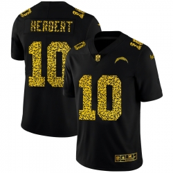 Los Angeles Chargers 10 Justin Herbert Men Nike Leopard Print Fashion Vapor Limited NFL Jersey Black