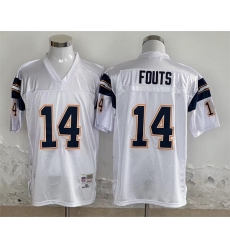 Men Los Angeles Chargers 14 Dan Fouts White Throwback Stitched Jersey