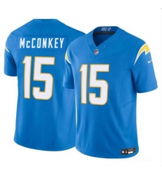 Men Los Angeles Chargers 15 Ladd McConkey Light Blue 2024 F U S E Draft Vapor Limited Stitched Football Jersey