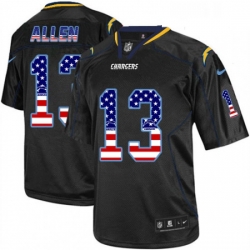 Men Nike Los Angeles Chargers 13 Keenan Allen Elite Black USA Flag Fashion NFL Jersey