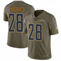 Men Nike Los Angeles Chargers 28 Melvin Gordon Limited Olive 2017 Salute to Service NFL Jersey