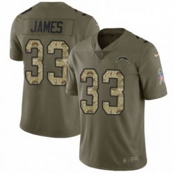 Men Nike Los Angeles Chargers 33 Derwin James Limited Olive Camo 2017 Salute to Service NFL Jersey