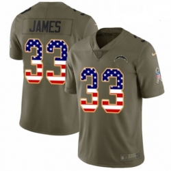 Men Nike Los Angeles Chargers 33 Derwin James Limited Olive USA Flag 2017 Salute to Service NFL Jersey