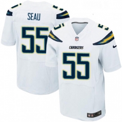 Men Nike Los Angeles Chargers 55 Junior Seau Elite White NFL Jersey