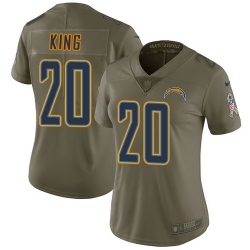 Nike Chargers #20 Desmond King Olive Womens Stitched NFL Limited 2017 Salute to Service Jersey