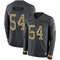 Nike Chargers #54 Melvin Ingram Anthracite Salute to Service Youth Long Sleeve Jersey