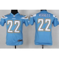 Youth Nike San Diego Chargers 22 Jason Verrett Light Blue NFL Jerseys