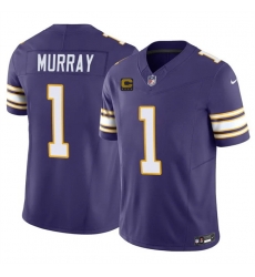 Men Minnesota Vikings  1 Kyler Murray Purple 2026 F U S E  4 Star C Patch Throwback Vapor Untouchable Limited Stitched Jersey