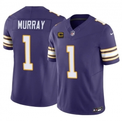 Men Minnesota Vikings  1 Kyler Murray Purple 2026 F U S E  4 Star C Patch Throwback Vapor Untouchable Limited Stitched Jersey