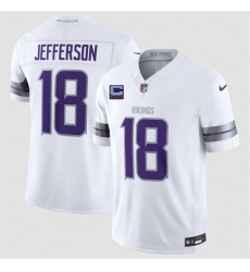 Men Minnesota Vikings 18 Justin Jefferson White 2026 F U S E With 4 Star C Patch Winter Warrior Limited Stitched Jersey Men Minnesota Vikings 18 Justin Jefferson White 2026 F U S E With 4 Star C Patch Winter Warrior Limited Stitched Jersey