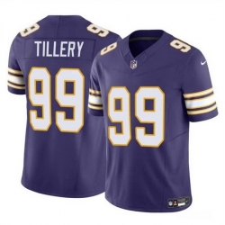 Men Minnesota Vikings 99 Jerry Tillery Purple 2023 F U S E  Throwback Vapor Untouchable Limited Stitched Jersey