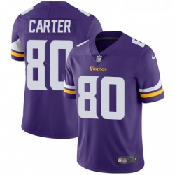 Mens Nike Minnesota Vikings 80 Cris Carter Purple Team Color Vapor Untouchable Limited Player NFL Jersey