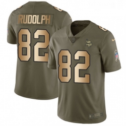 Mens Nike Minnesota Vikings 82 Kyle Rudolph Limited OliveGold 2017 Salute to Service NFL Jersey