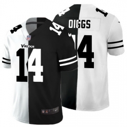 Minnesota Vikings 14 Stefon Diggs Men Black V White Peace Split Nike Vapor Untouchable Limited NFL Jersey