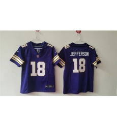 Women Minnesota Vikings 18 Justin Jefferson Purple F U S E Throwback Vapor Untouchable Limited Stitched Jersey