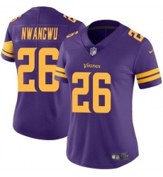 Women Minnesota Vikings 26 Kene Nwangwu Purple Color Rush Limited Stitched Jersey