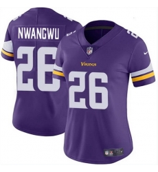 Women Minnesota Vikings 26 Kene Nwangwu Purple Vapor Untouchable Limited Stitched Jersey