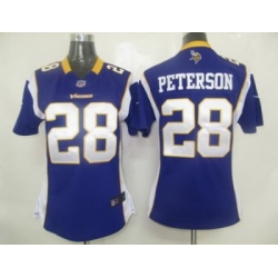 Women Nike Minnesota Vikings 28# Peterson Jersey