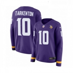 Womens Nike Minnesota Vikings 10 Fran Tarkenton Limited Purple Therma Long Sleeve NFL Jersey