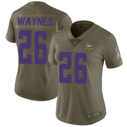 Womens Nike Vikings #26 Trae Waynes Olive  Stitched NFL Limited 2017 Salute to Service Jersey