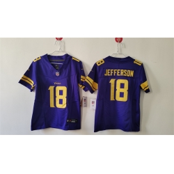 Youth Minnesota Vikings 18 Justin Jefferson Purple F U S E  Color Rush Limited Stitched Jersey
