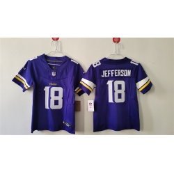 Youth Minnesota Vikings 18 Justin Jefferson Purple F U S E  Vapor Untouchable Limited Stitched Jersey