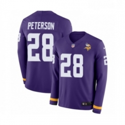 Youth Nike Minnesota Vikings 28 Adrian Peterson Limited Purple Therma Long Sleeve NFL Jersey