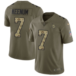 Youth Nike Vikings #7 Case Keenum Olive Camo Stitched NFL Limited 2017 Salute to Service Jersey